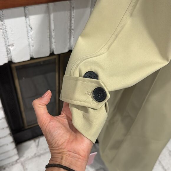 AVEC LES FILLES Women Trench Coat Long Maxi Khaki Tan Green Large Belted - Picture 11 of 16